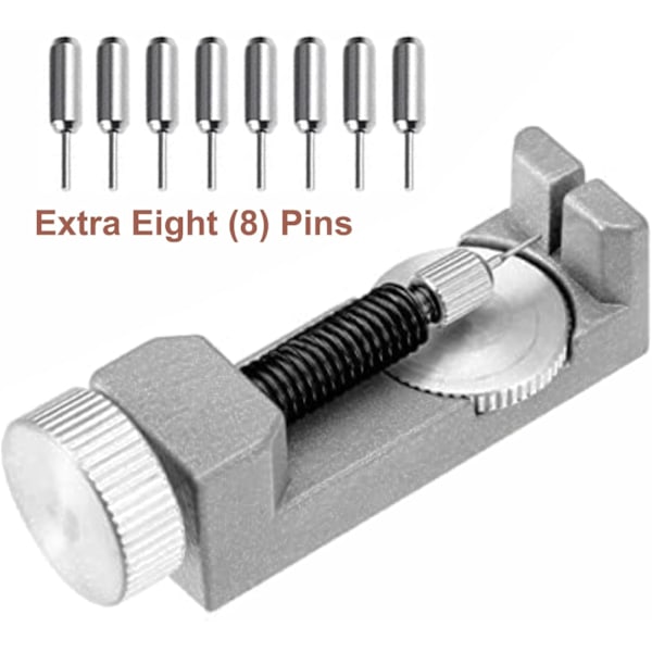 Verktøy for fjerning av lenkeledd på klokker med 3 ekstra pinner, verktøy for justering av klokkerem for endring av størrelse på klokkerem Silver