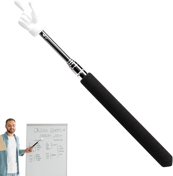 Telescopic Teacher Pointer Extendable Pointer Finger Pointer Mini Classroom Pointer for Teachers (Black)