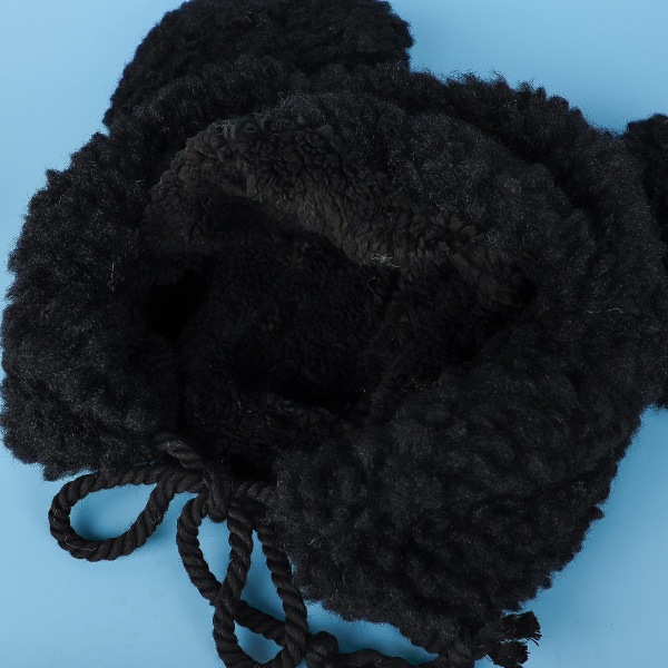 Eläinten korvaläppä lämmin hattu talvi fleece hupullinen hattu sarjakuva karhu bobble cap Tuulenpitävä kylmänpitävä kuulosuojaimet koko hupullinen hattu, musta