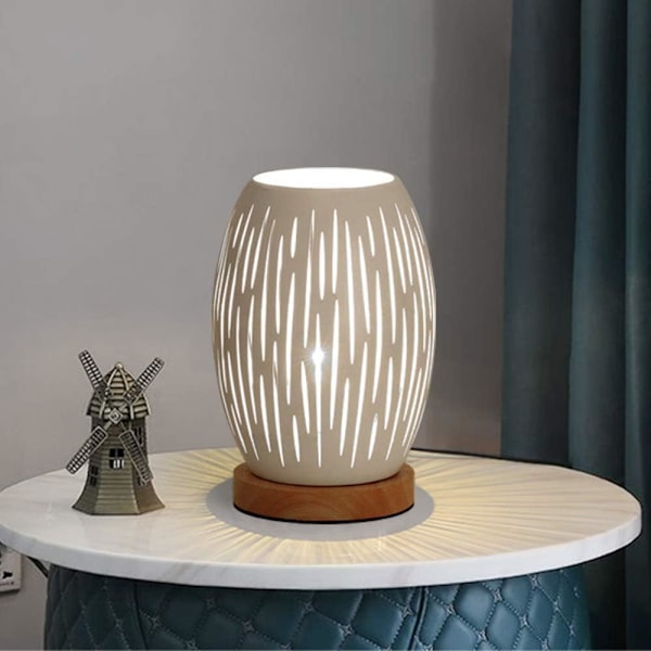 Metallskärm Sängbordslampa Träbas Sovrumslampa Dekorativ Sängbordslampa med Edison-lampa för Sovrum Hem Bröllop Fester Uteplats Inomhus Strip Shape