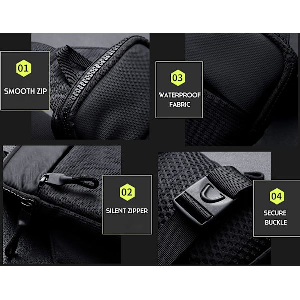 Liten Slingväska Cross Body Bröstväska Axelväska för Män Kvinnor Vattentät Crossbody Man Väska för Löpare Träning Vandring Cykling Resor (20 2023 Black