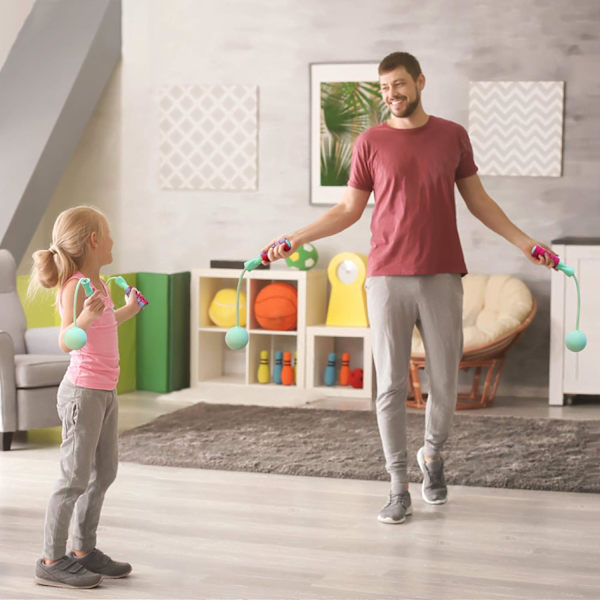 Springtov, Træningsreb uden reb til fitness, Justerbar vægtet trådløst springtov til mænd, kvinder og børn Green+Pink