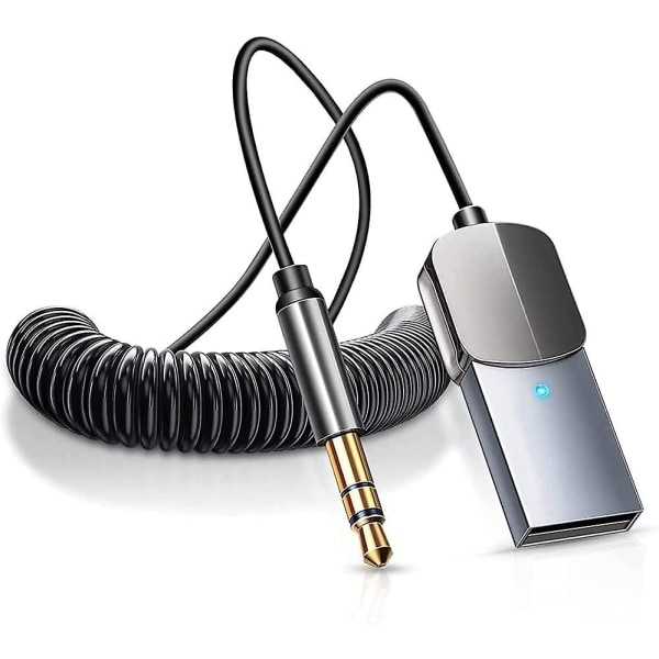 Bluetooth-tilleggsadapter, trådløs Bluetooth-mottaker, innebygd mikrofon Aux-inngang for håndfri samtale, Plug & Play, Auto Power On for Car Speaker