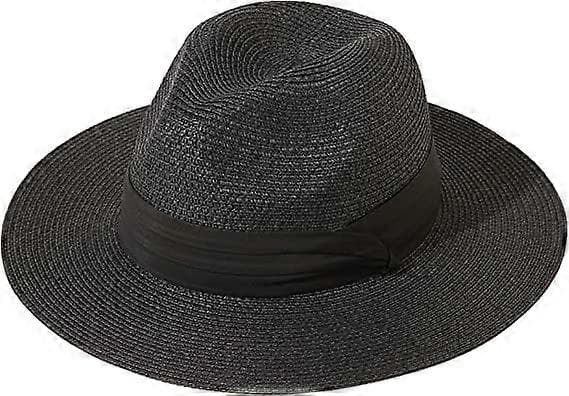 Dame Bredskygget Strå Panama Roll Hat Bæltespænde Fedora Strand Solhat