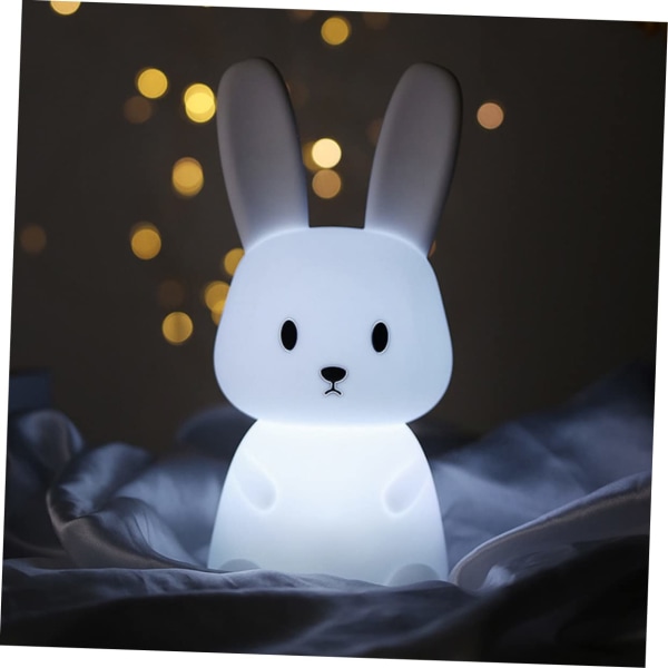 Natlys 1stk Kanin Hvid Silikone Lampe Abs Animal LED Skrivebordslampe