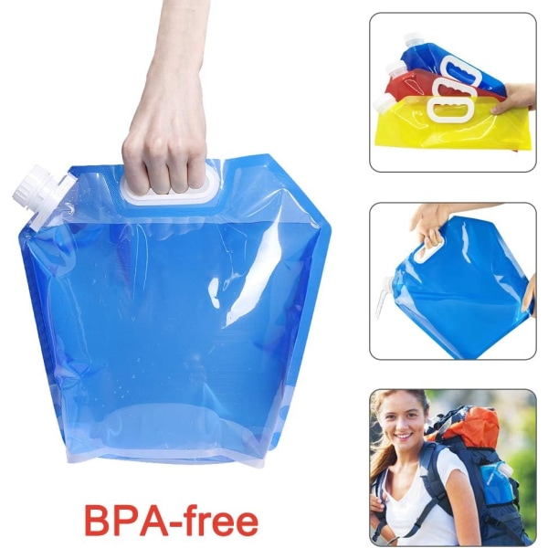Litres hopfällbar vattenbehållare, BPA-fri plastvattenbärare hopfällbar vattenpåse set om 3 för utomhuscamping, vandring. Assorted