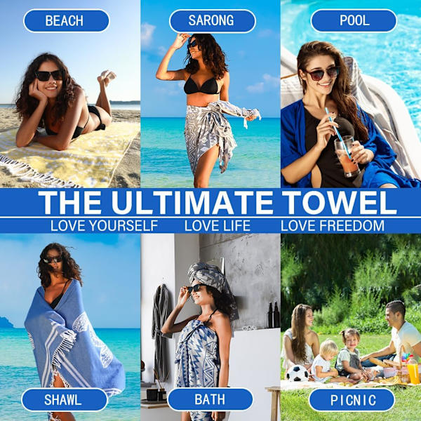 2-pack turkiska bomullsstrandhanddukar, lätta, absorberande, snabbtorkande badlakan, extra stora, sandfria strandhanddukar, strandtillbehör 2 Pack Whale Mandala