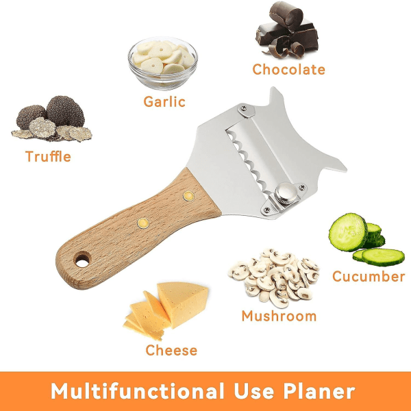 Tryffelisiivu, ruostumattomasta teräksestä valmistettu juustohöylä, säädettävä tryffelisiivu ripustusreiällä vihanneksille, valkosipulille, sienille (1 sarja)