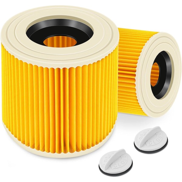 2-pakning filterpatroner til Kärcher Premium WD3 WD2 MV2 MV3 WD 3P, WD 3.200, WD 3.500 P, SE 4001, SE 4002, A2054, A2004, A2254, A2604, støvsuger WD2