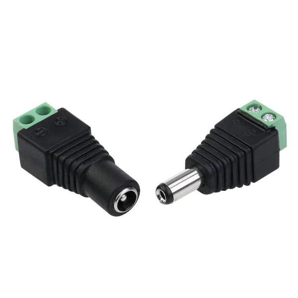 5,5 mm x 2,1 mm DC hun til DC han adapter 12V DC jack stik DC stik DC cylinder (5 hun + 5 han)
