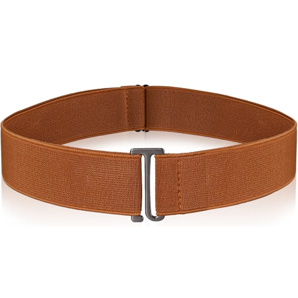 Usynlige bælter til kvinder, elastisk bælte til kvinder med justerbar elastisk bælte med fladt spænde, usynlige taljebælter til jeans, bukser, kjoler Brown