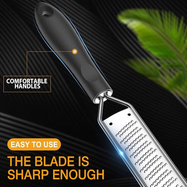 Lemon Zester and Cheese Grater - Premium Stainless Steel - A Sharp Kitchen Tool for Ginger, Garlic, Nutmeg, etc. Dishwasher Safe