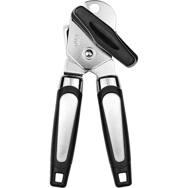 Burköppnare i rostfritt stål 3-i-1, manuell burköppnare med halkfritt handtag, perfekt köksredskap Black 190 x 55 x 50 millimeters