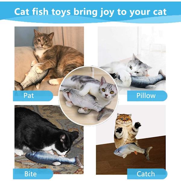 Elektrisk floppy fisk katt leksak, rörlig katt kicker fisk leksak, 11\" realistisk flopping fisk hund leksak, plysch interaktiv katt leksak för inomhuskatter, wiggle fis Carp