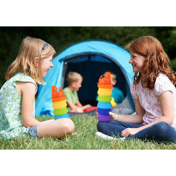 2 kpl Sateenkaari Silikoninen Kasaantaittuva Vedenpullo Uusiokäyttöinen Kannettava Taittuva Vedenpullo BPA-vapaa Turvallinen ja Terveellinen Vuotamaton Urheiluun Vaellukseen Assorted Rainbow2pcs