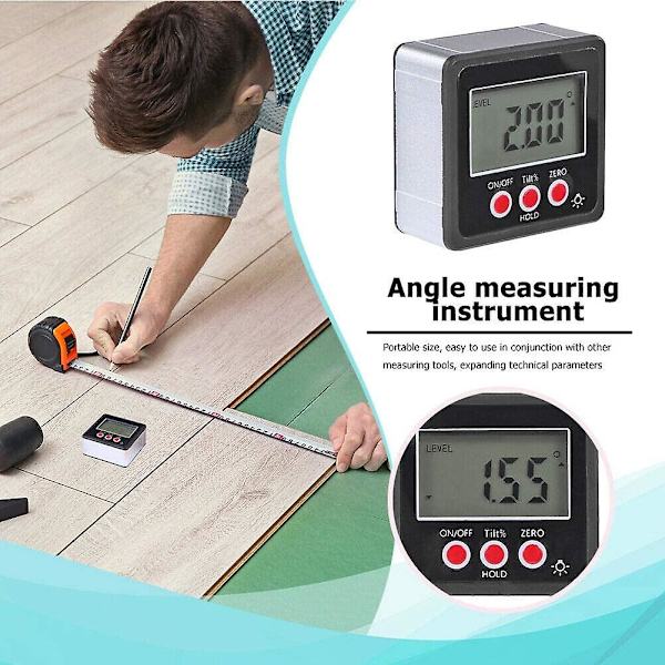 Digital Inclinometer 0-360 Digital Vinkel Elektronisk Inclinometer Fas Vinkelmätare Box Goniometer Räknare Magnetisk Bas Mätverktyg Orange