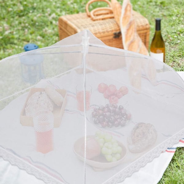 Matserveringstält 6-pack 17 tum Pop-Up krypterade nätmatskydd, Håll flugor insekter myggor borta, Fint nätparaply för utomhusbruk, fester White 17 inch