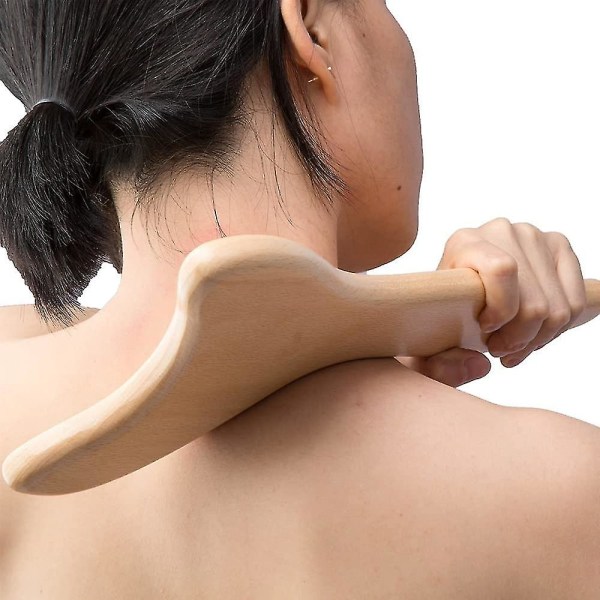 Gua Sha Tool ryggmassasjebrett av tre, egnet for cellulittmuskelavslapning