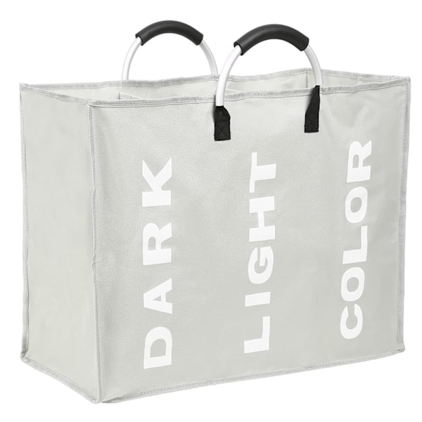 3-delad tvättkorg, ljus och mörk färg canvas, för förvaring av smutsiga kläder (grå) Light Gray