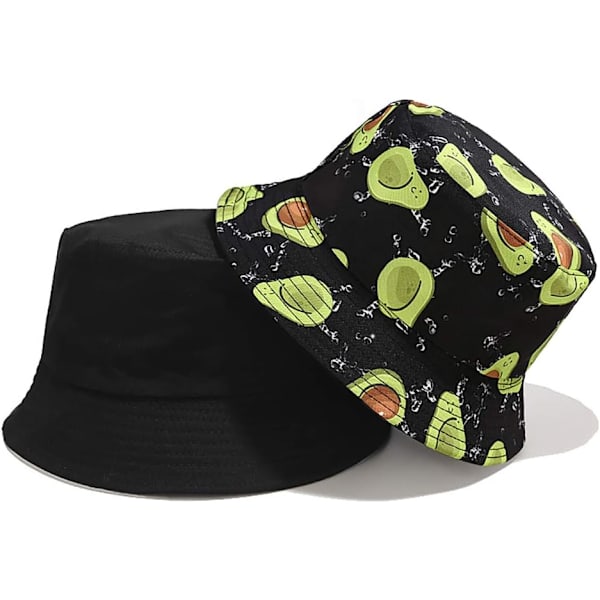 Söpö ämpärihattu rannan kalastajanhatut naisille, kääntyvä kaksisuuntainen kulutus Avocado Black