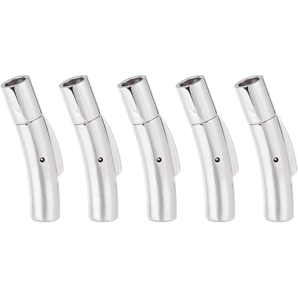 Kolonne bajonettlåser 5 sett rustfritt stål bajonettlåser 4mm hull skinnsnor ende låser koblinger for armbånd halskjeder spenne smykker