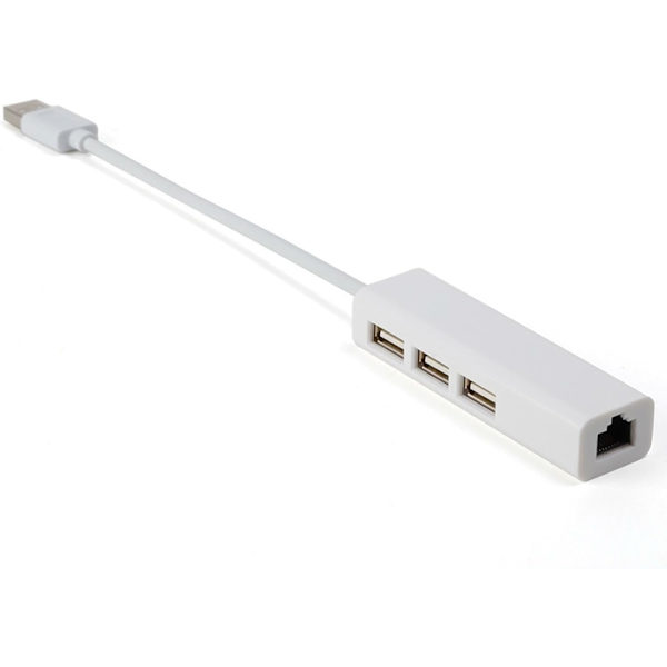 USB A til 3 x USB A og RJ45 Ethernet LAN-adapterkabelhub Mac USB-A netværkskabel til bærbar computer, PC, MacBook