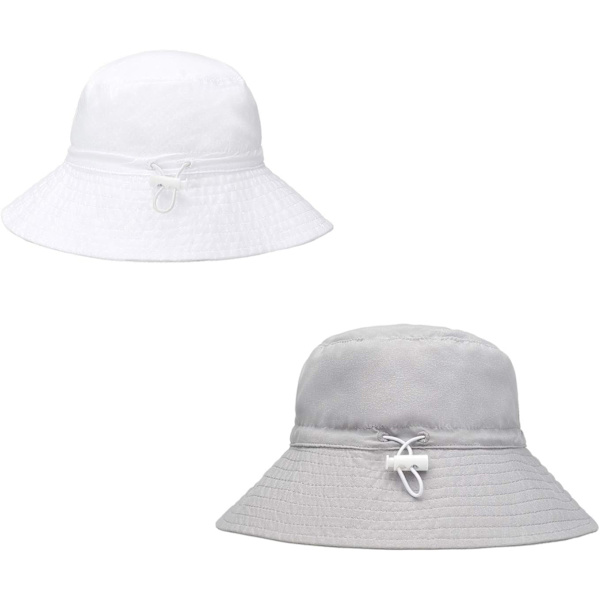 Baby Solhatt Leende Ansikte Småbarn UPF 50+ Solskyddande Hinkhatt Fin Strandhatt för Baby Flicka Pojke Justerbar Mössa Gray+white 06 Months