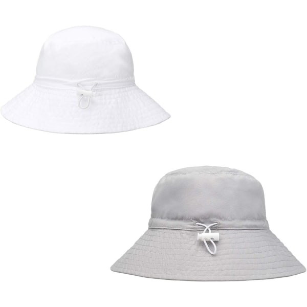 Baby Solhatt Smilende Ansikt Småbarn UPF 50+ Solbeskyttende Bøttehatt Fin Strandhatt for Baby Jente gutt Justerbar Cap Gray+white 06 Months