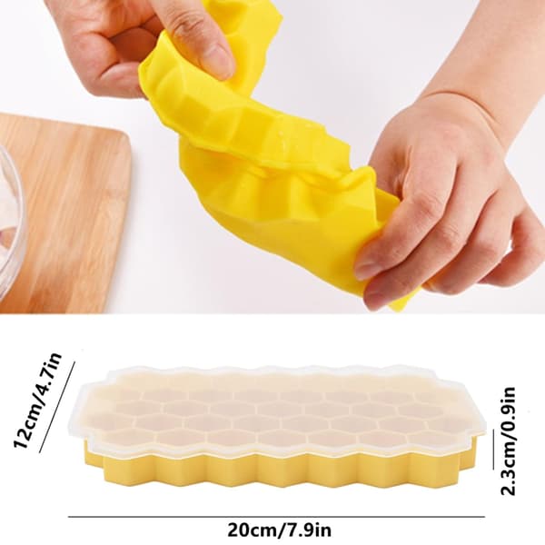 2-pack Isformar, Isform med Lock Silikon Isform Spillfri, Flexibel Isform Liten Isform (37 Hexagon Gul) yellow