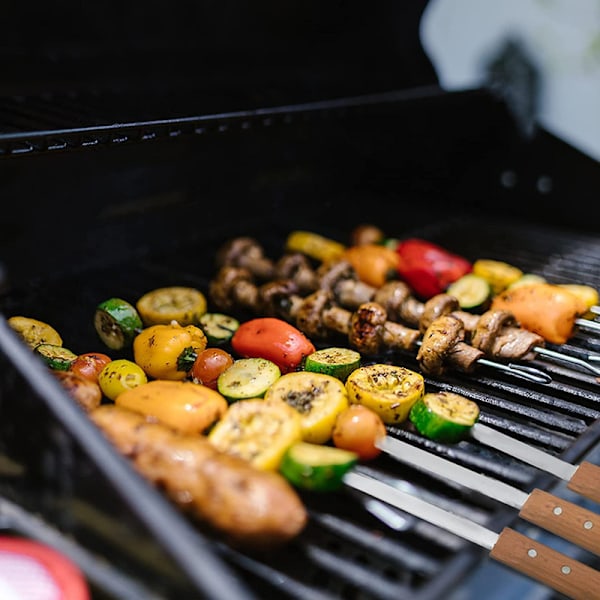 23 tum långa, 1 tum breda grillspett, stora grillspett i rostfritt stål, spett i rostfritt stål, turkiska grillspett, set om 7