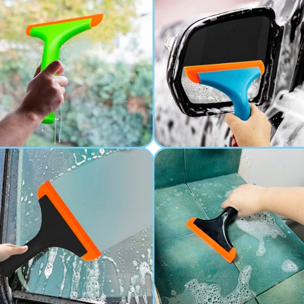 Silikonfönsterraka, FineGood 5.9u201d Blad Duschsqueegees Bilskytte Rengöring Silikon Glasrengöringstorkare för Glasdörrar, Spegel, Bil Green