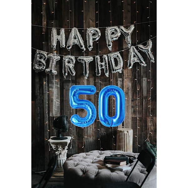 Numeropallon, värikkäät helium-numeropallon syntymäpäiväpalloihin, itse täyttyvät numeropallon, foliopallon syntymäpäiväjuhliin, uuden vuoden koristeluun Blue #50 Large