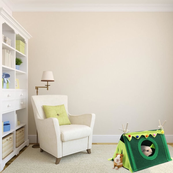 Hamster Tält, Marsvin Gömställe, Liten Djur Gömställe Bo, Hus Husdjur Spelar Sovande Vila Varm Bo, Mysig Ventilation Triangulär green