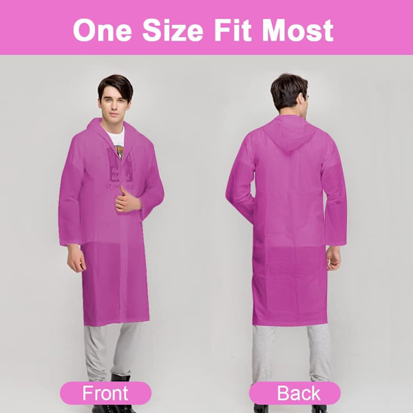 Kantava sadetakki, vedenpitävä sadeponcho hupulla ja hihoilla, uudelleenkäytettävä sateenkestävä poncho retkeilyyn, hätätilanteisiin, matkustamiseen B  Rose Red *2