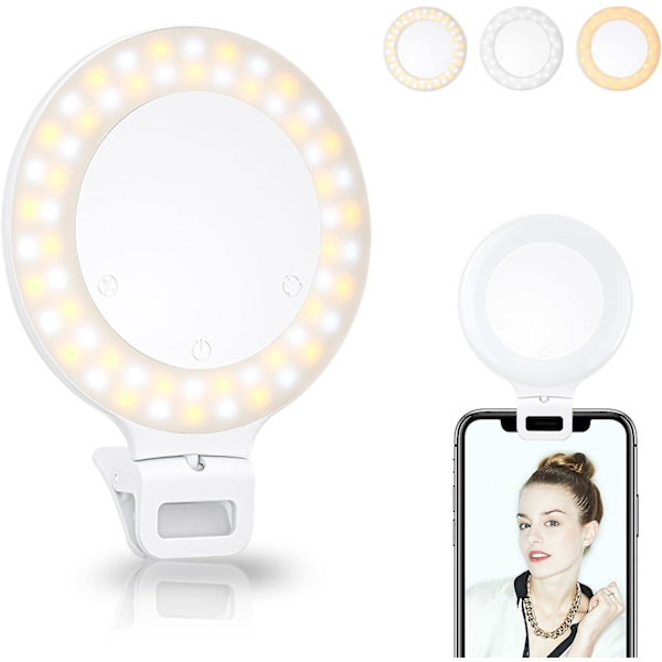 Selfie-rengasvalo, kosketusohjaus, ladattava 800 mAh:n 60 LED-rengasvalo 3 valotilassa iPhone/Android-kannettavan valokuvaukseen