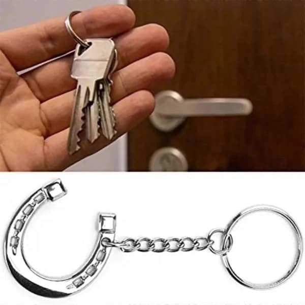 Elegant Stilfuld Sølv Hestesko Nøglering Robust Legeringsmateriale Heste Trense Bit Nøglering Tilbehør til Hesteelskere Silver
