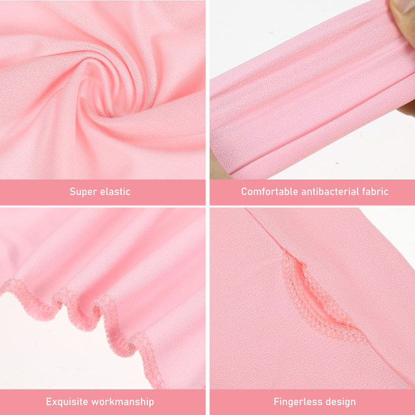 2-delad UV-skyddssjal Armärm Kylande sjal Armärm med fingerhål Solskydd Kylare Axelryckning Armar Wrap (Rosa+Grå)