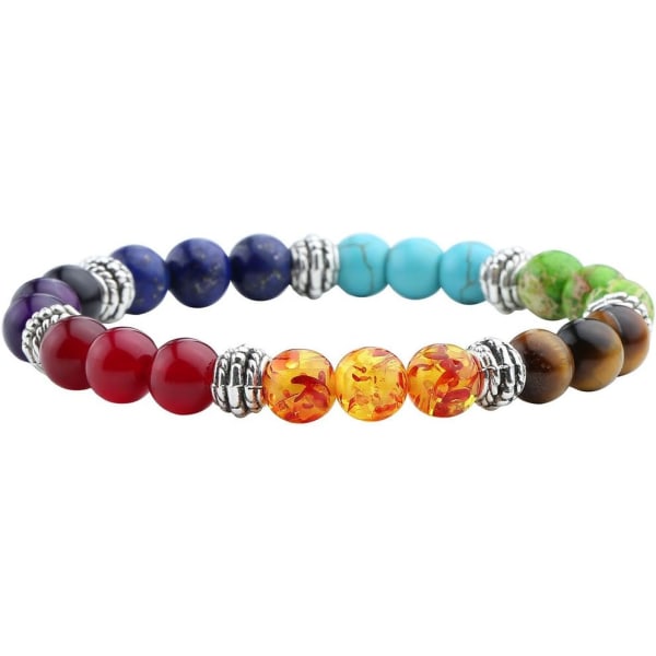 7 Chakra Krystaller Edelstener Helbredende Perler Armbånd Kvinner Naturlig Stein Yoga Reiki Balansering Mala Meditasjon Perlet Lykke Amulet Stretch Armbånd,M