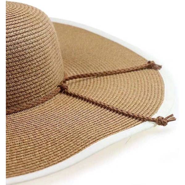 Kvinner Foldable Floppy Bred Brede Brede Solhatt Sommer Strandhatt UV UPF 50+ 05Style Khaki