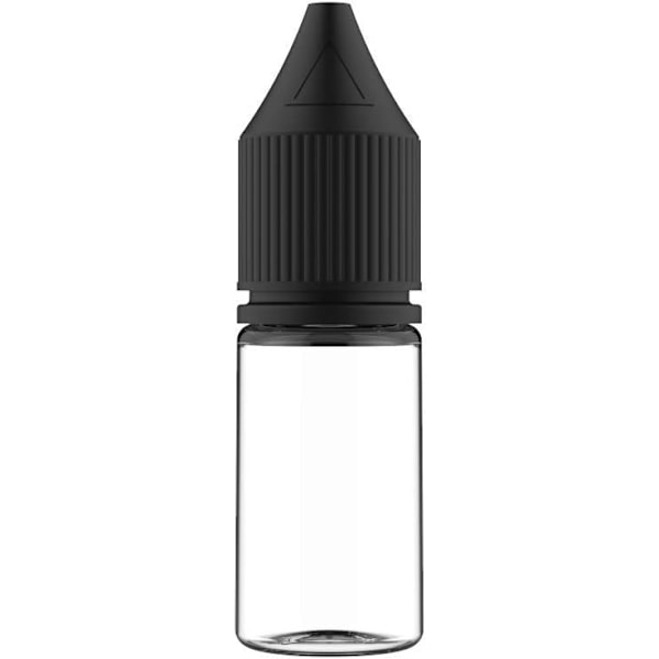 V3 10ml PET Plast Enhörningsflaskor för vätskor - Tomma droppflaskor - 20x 10ml (Klar flaska med svart lock) Clear Bottle With Black Cap