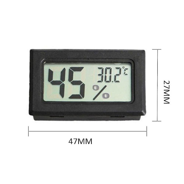 5 stk. Mini Digital LCD Temperatur- og Fugtighedsmåler til Kæledyr Krybdyr Trådløs Termometer Hygrometer