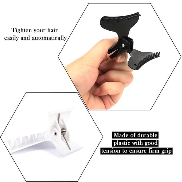 Hårstyling clips, sektionering, 12-delt sæt, sorte og hvide sommerfugleclips, hårclips til styling, sektionering, klipning og farvning af hår. black White