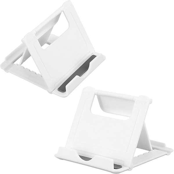 2 st Fällbart Telefonställ, Mini Tablett Telefonställ Flera Vinklar Mobiltelefonhållare Bärbar Telefonvagga Mobiltelefondockor för Skrivbord Hem Titta på Film White