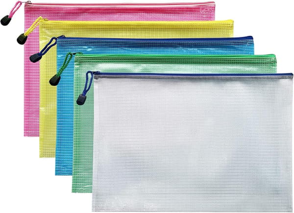 Elastiske glidelåslommer 5 stk A4 glidelåsmapper ekstra tykke-5 pakker A45PCS