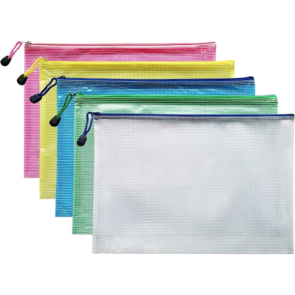 Elastiske lynlåsportfolier 5 stk. A4 lynlåsmapper ekstra tykke - 5 pakker A45PCS