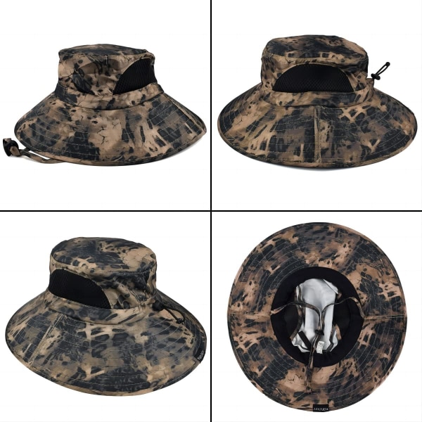 Unisex solhatt, vattentät bredbrättad hinkhatt packbar Boonie hatt för fiske vandring trädgårdssafari strand Khaki (Camo)