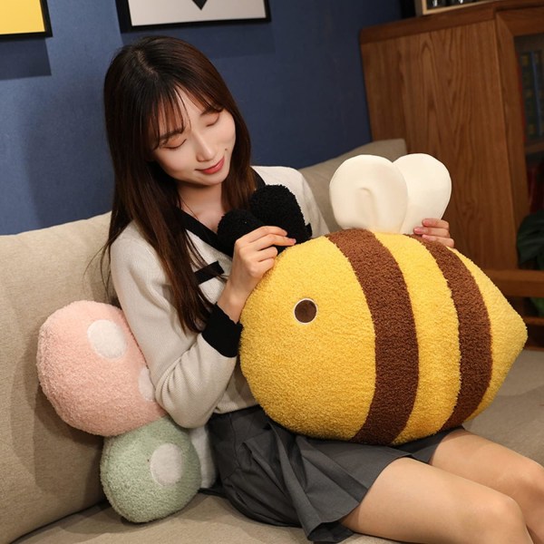 Söt kudde plysch bi plyschdjur stoppad honungsbi plyschkudde honungsbi leksaker kawaii mjuk humla kudde krama plysch humla gåva Bumble Bee