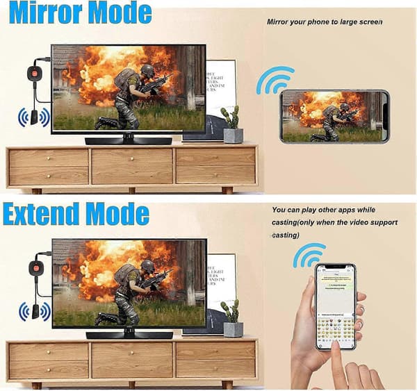 Bluetooth 5.0 Sender Mottaker, 2 i 1 Bluetooth Adapter, Kompatibel med Bluetooth Lydenheter for PC/TV/Bil Lydsystem/Kablede Høyttalere