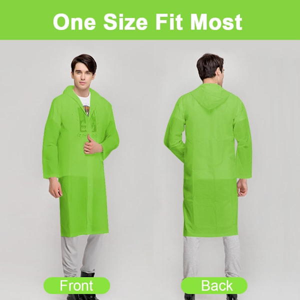 Kantava sadetakki, vedenpitävä sadetakki hupulla ja hihoilla, uudelleenkäytettävä vedenkestävä poncho retkeilyyn, hätätilanteisiin, matkustamiseen F  Fruit Green *2