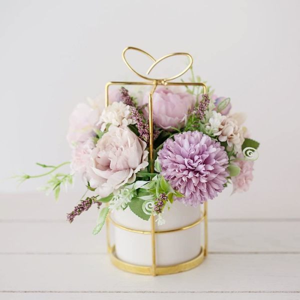 Kunstige blomster falske pæon silke hortensia blomst med vase blomst dekoration arrangementer til bryllup dekoration bord midtpunkter (lilla med Purple With Vase Set
